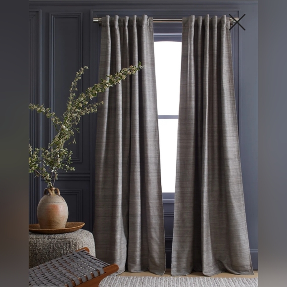 NWOT! Quince Raw Silk Gray Blackout Curtains Set Of 2! 48
